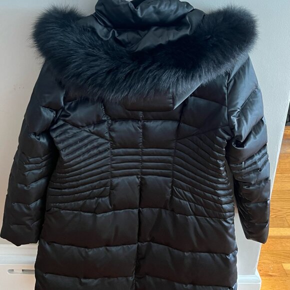 1 Madison Black Quilted Puffer Coat with Faux Fur Trim – Size L/G - Picture 3 of 4